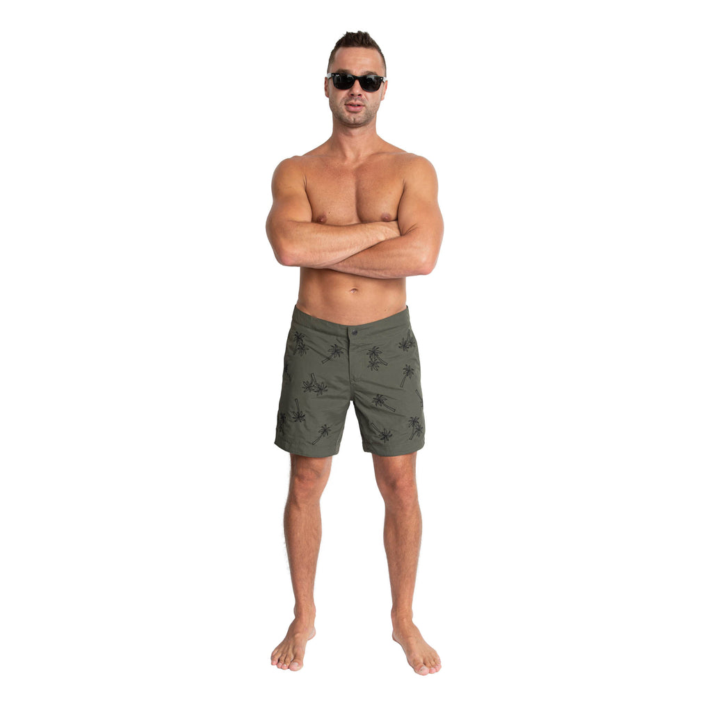 army green mens swim trunks